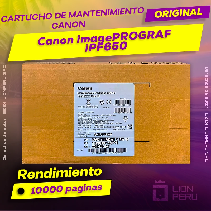 Cartucho de Mantenimiento Canon iPF650 imagePROGRAF Original