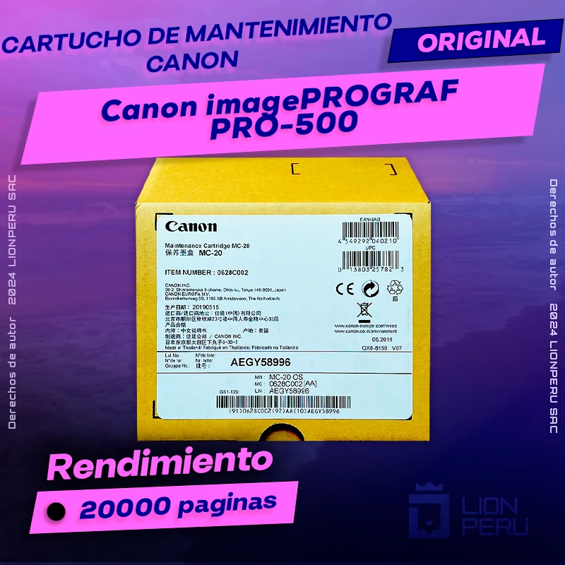 Cartucho de Mantenimiento Canon PRO-500 imagePROGRAF Original