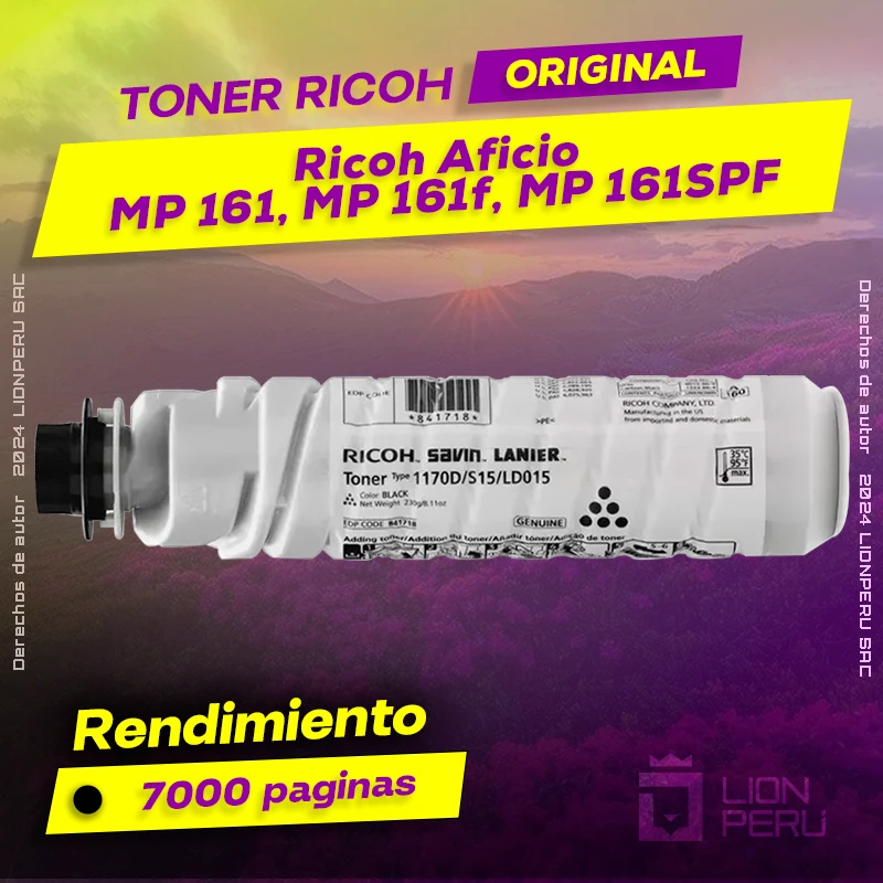 Toner Ricoh MP 161, MP 161f, MP 161spf Aficio Cartucho Original