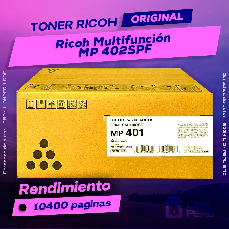 Toner Ricoh MP 402SPF Multifunción Cartucho Original