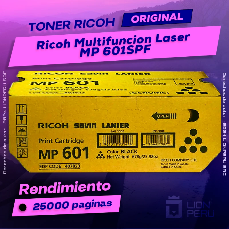 Toner Ricoh MP 601SPF Multifuncion Laser Cartucho Original