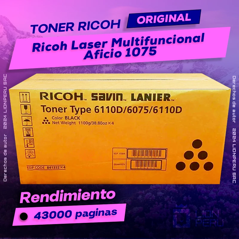 Toner Ricoh 1075 Multifuncional Aficio Cartucho Original