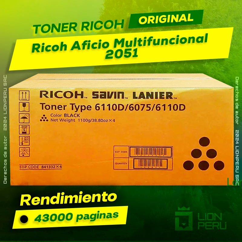 Toner Ricoh 2051 Multifuncional Aficio Cartucho Original