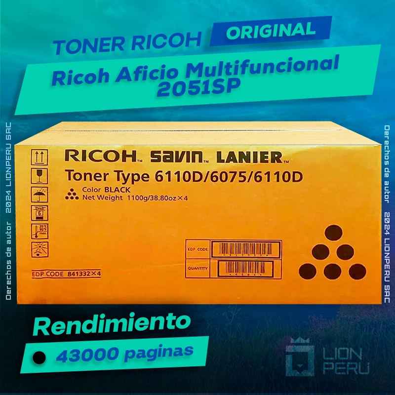 Toner Ricoh 2051SP Multifuncional Aficio Cartucho Original