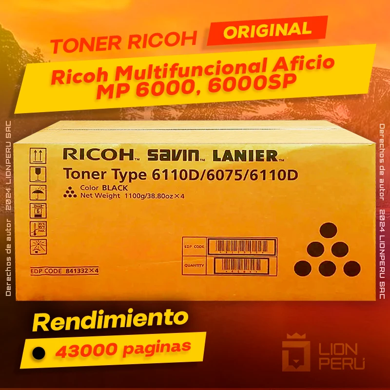 Toner Ricoh MP 6000, MP 6000SP Multifuncional Aficio Cartucho Original
