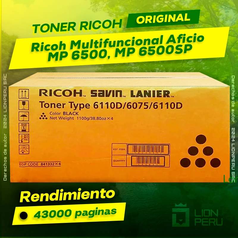 Toner Ricoh MP 6500, MP 6500SP Multifuncional Aficio Cartucho Original