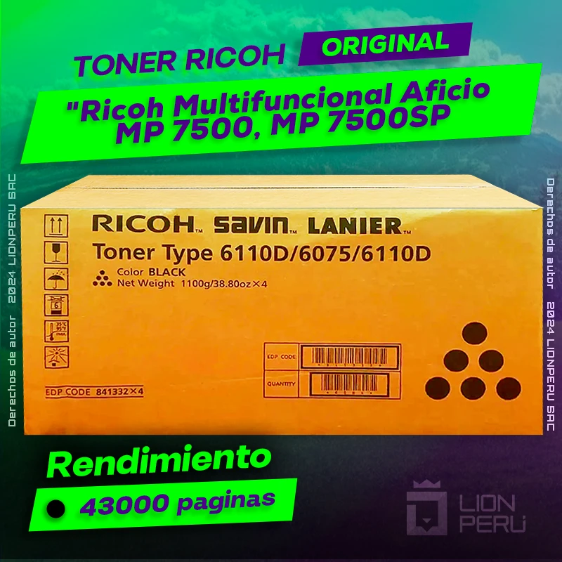 Toner MP 7500, MP 7500SP Multifuncional Aficio Cartucho Original