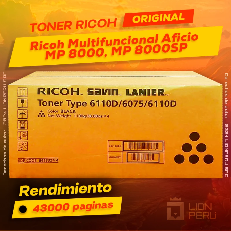 Toner Ricoh MP 8000, MP 8000SP Multifuncional Aficio Cartucho Original