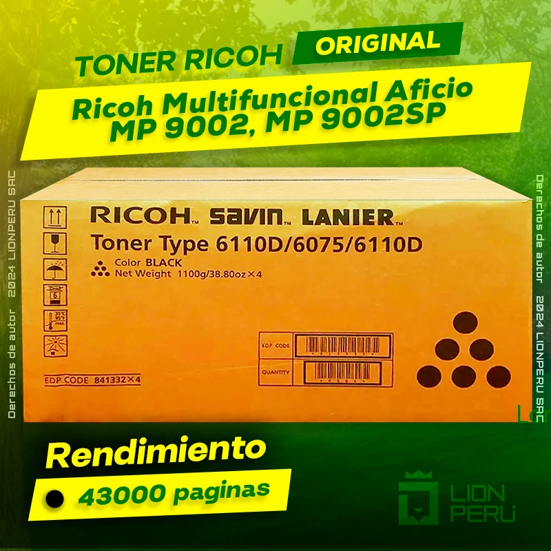 Toner Ricoh MP 9002, MP 9002SP Multifuncional Aficio Cartucho Original