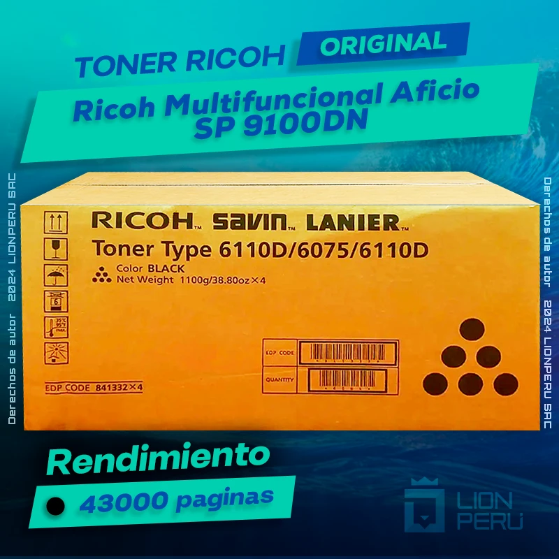 Toner Ricoh SP 9100DN Multifuncional Aficio Cartucho Original