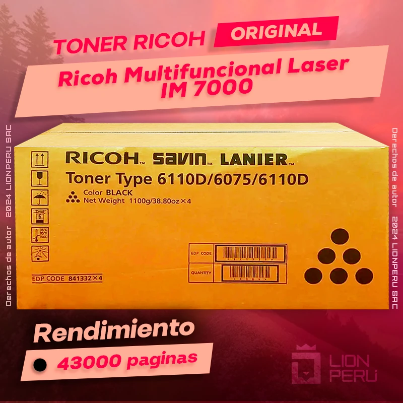 Toner Ricoh IM 7000 Multifuncional Aficio Cartucho Original