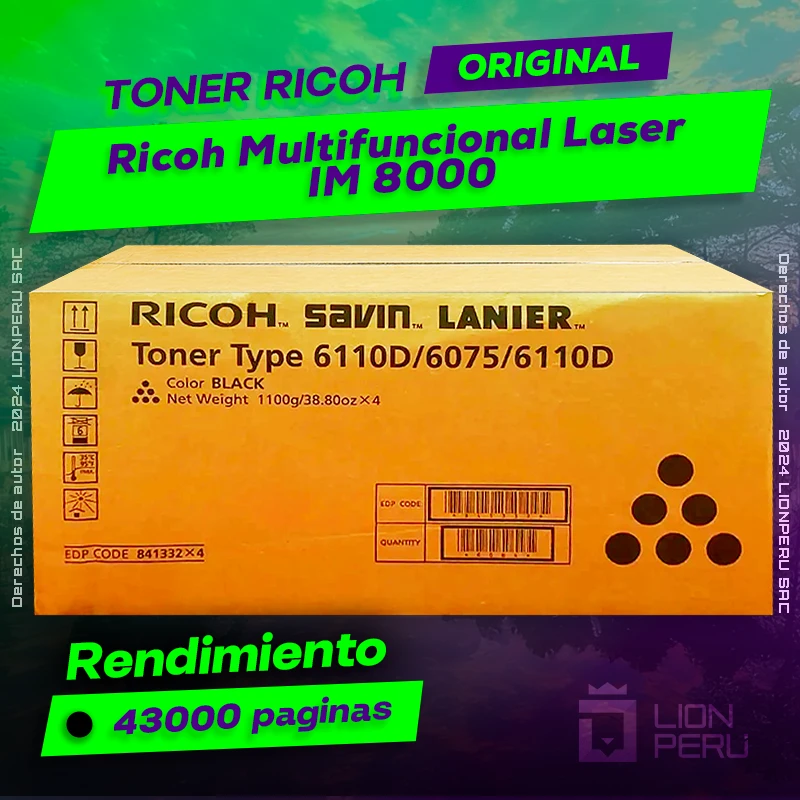 Toner Ricoh IM 8000 Multifuncional Aficio Cartucho Original