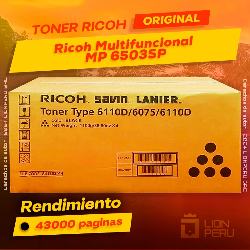 Toner Ricoh MP 6503SP Multifuncional Aficio Cartucho Original