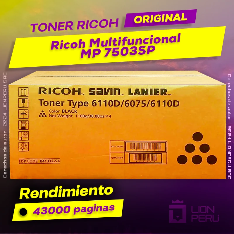 Toner Ricoh MP 7503SP Multifuncional Aficio Cartucho Original