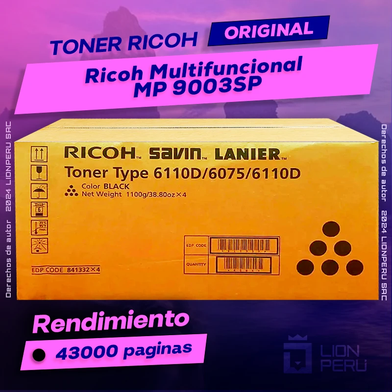 Toner Ricoh MP 9003SP Multifuncional Aficio Cartucho Original