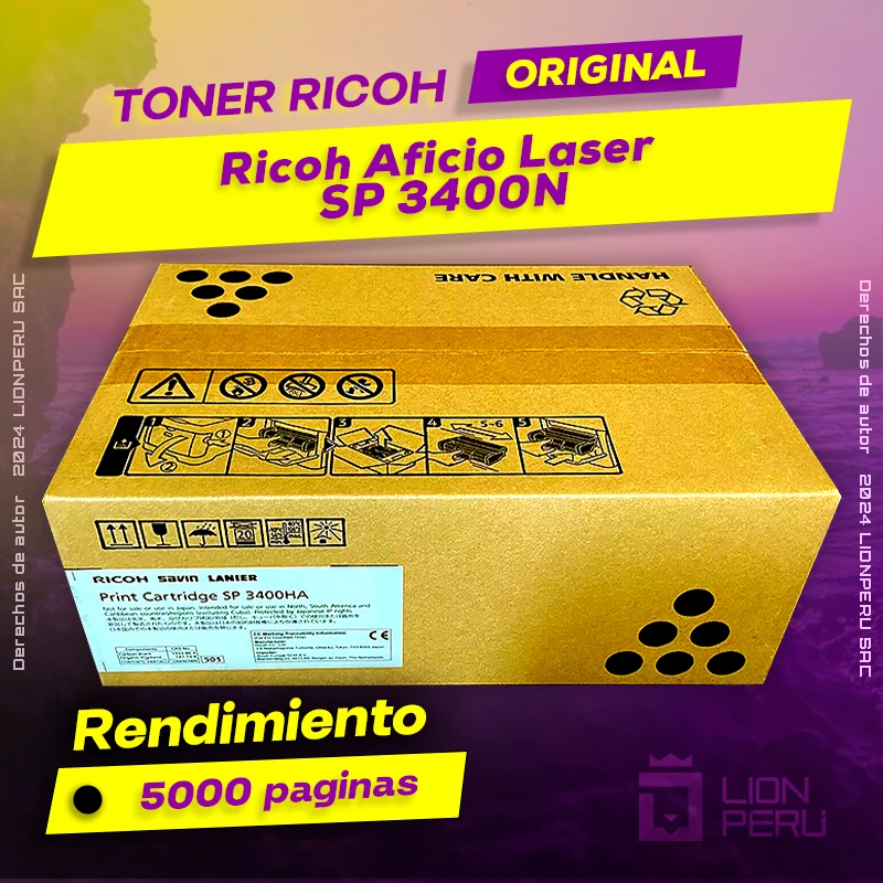 Toner Ricoh SP 3400N Aficio Laser Cartucho Original