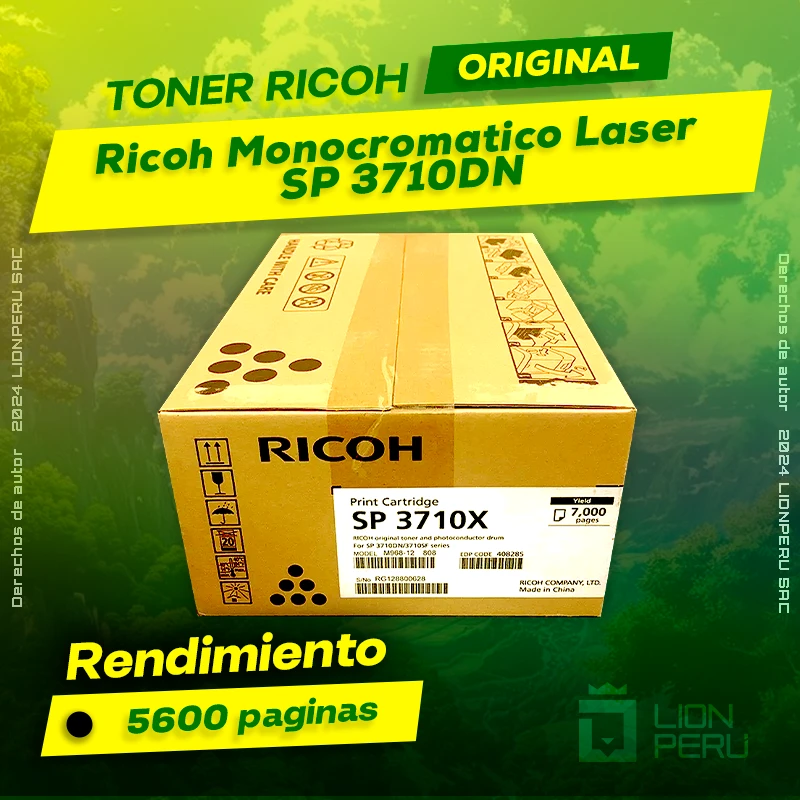 Toner Ricoh SP 3710DN Laser Monocromatico Cartucho Original