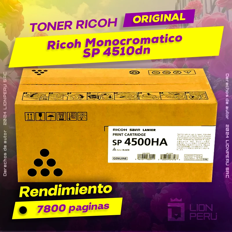 Toner Ricoh SP 4510dn Monocromatico Cartucho Original