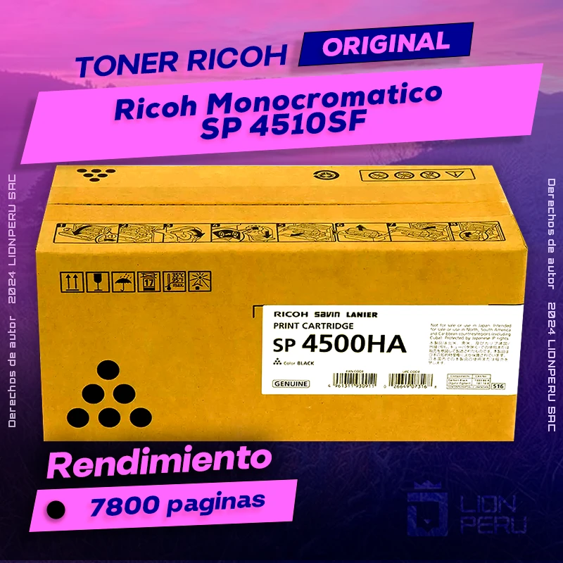 Toner Ricoh SP 4510SF Monocromatico Cartucho Original