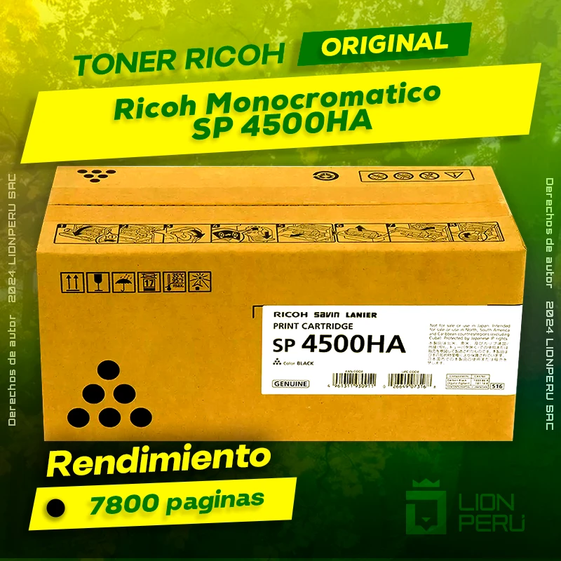 Toner Ricoh SP 4500HA Monocromatico Cartucho Original