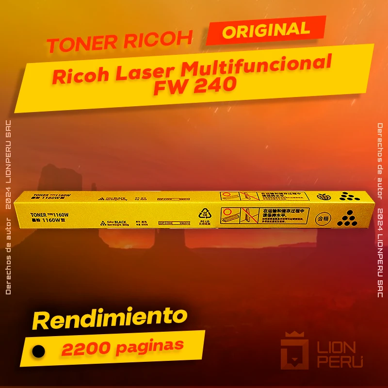Toner Ricoh Laser Multifuncional FW 240 Cartucho Original