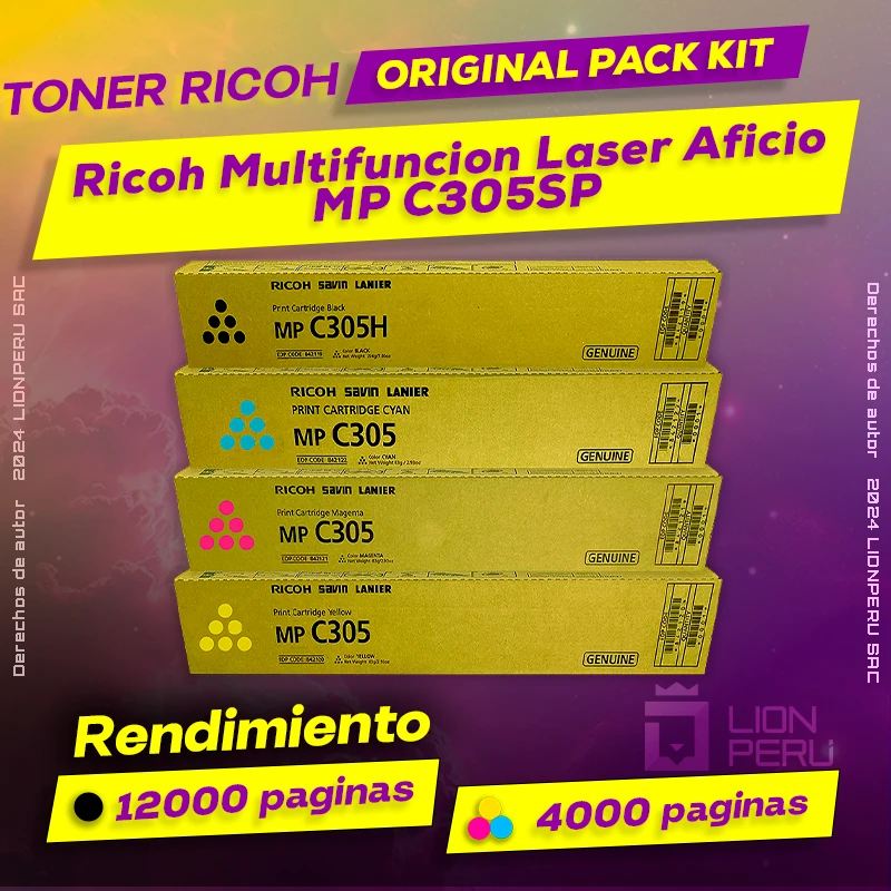 Toner Ricoh Multifuncion Aficio MP C305SP Cartucho Original