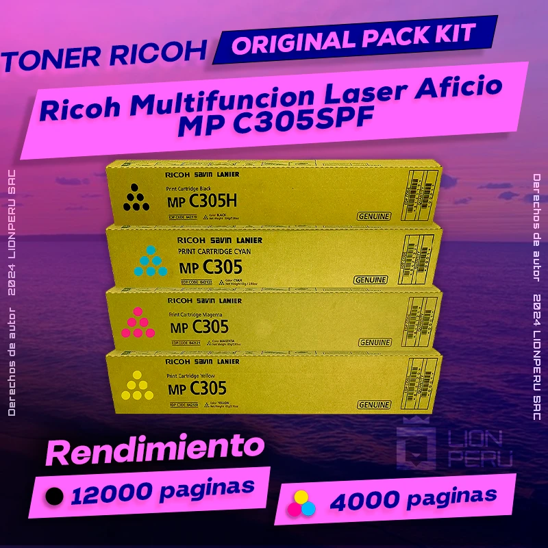 Toner Ricoh MP C305SPF Multifuncion Aficio Cartucho Original