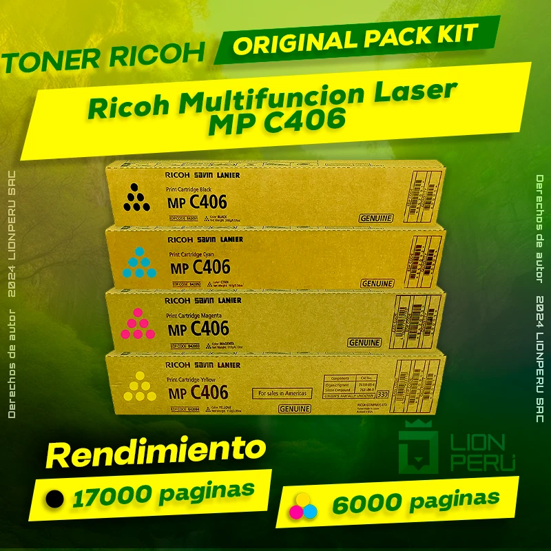 Toner Ricoh MP C406 Multifuncion Laser Cartucho Original