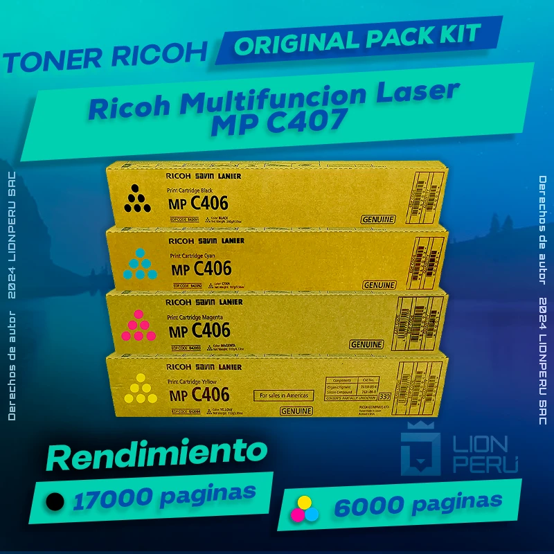 Toner Ricoh MP C407 Multifuncion Laser Cartucho Original
