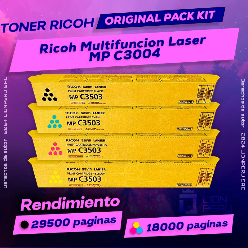 Toner Ricoh MP C3004 Multifuncion Laser Cartucho Original