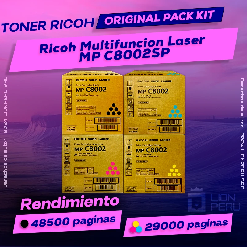 Toner Ricoh MP C8002SP Multifuncion Laser Cartucho Original