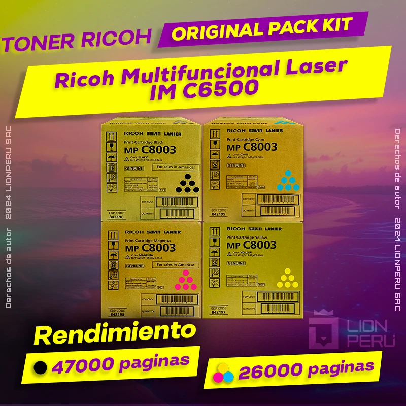 Toner Ricoh IM C6500 Multifuncional Laser Cartucho Original