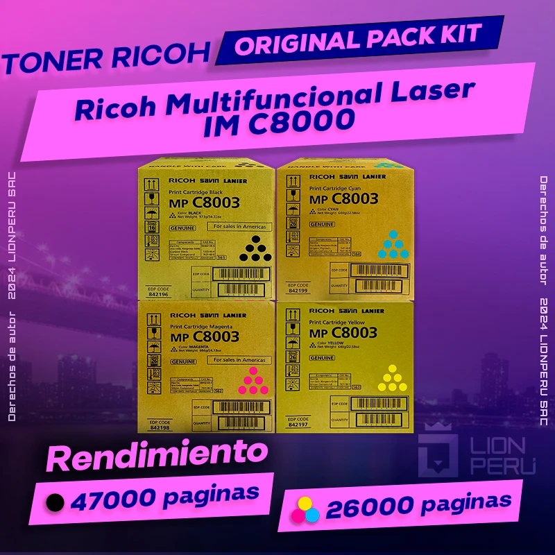 Toner Ricoh IM C8000 Multifuncional Laser Cartucho Original