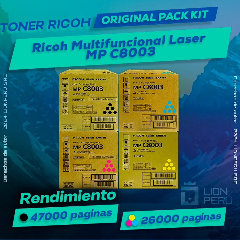 Toner Ricoh MP C8003 Multifuncional Laser Cartucho Original