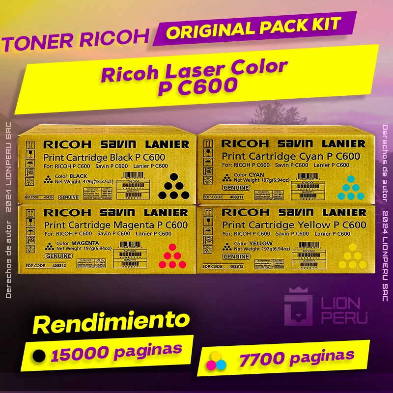 Toner Ricoh P C600 Laser Color Cartucho Original