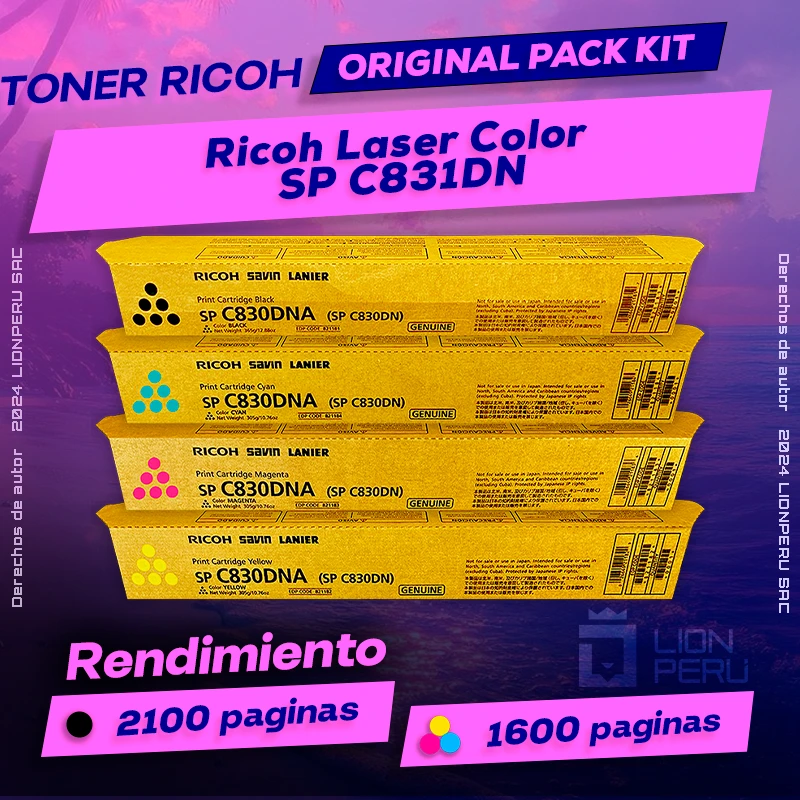 Toner Ricoh SP C831DN Laser Color Cartucho Original