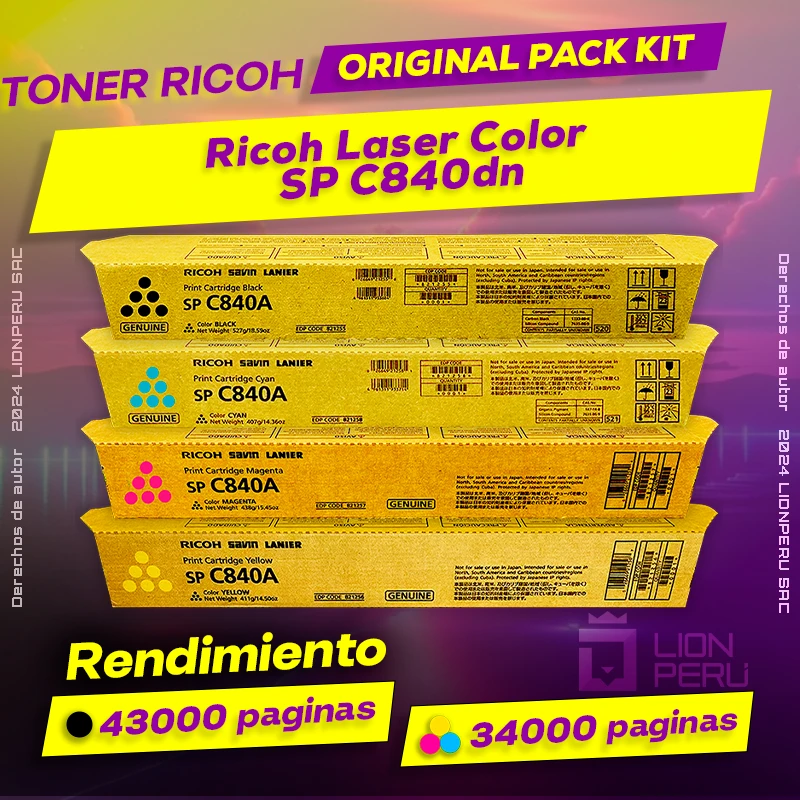 Toner Ricoh SP C840dn Laser Color Cartucho Original