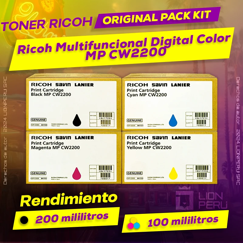 Toner Ricoh MP CW2200SP Multifuncional Digital Color Cartucho Original