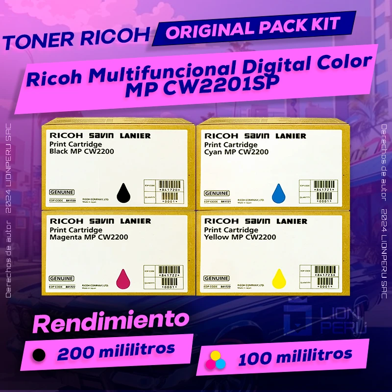 Toner Ricoh MP CW2201SP Multifuncional Digital Color Cartucho Original