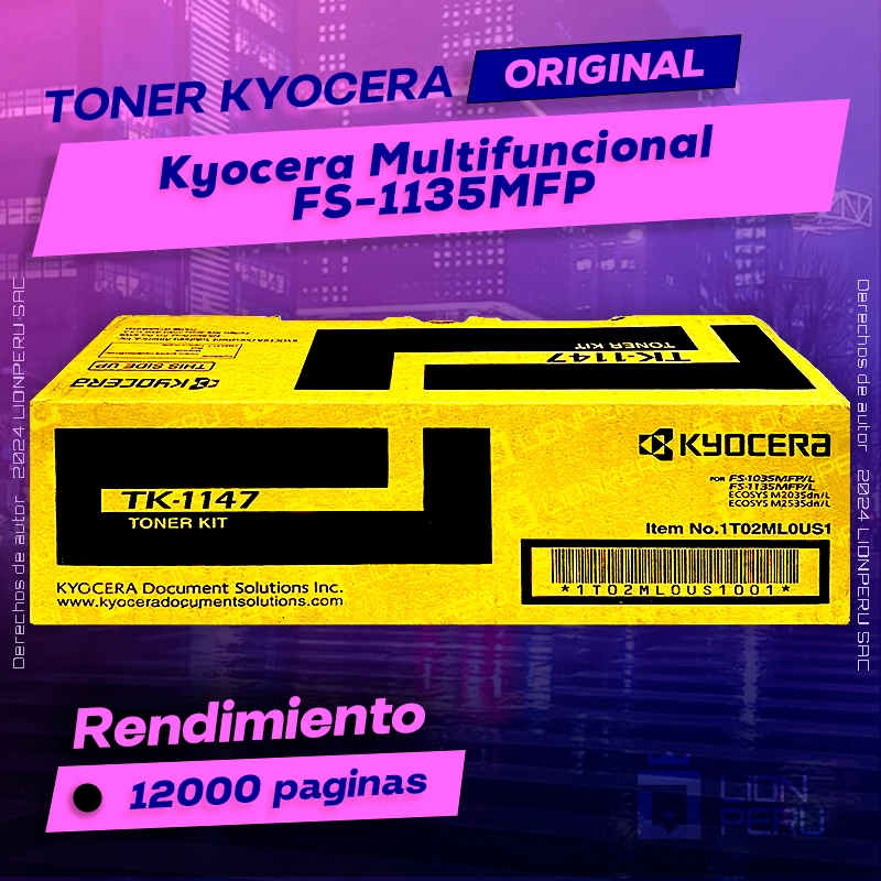 Toner Kyocera FS-1135MFP Multifuncional Cartucho Original