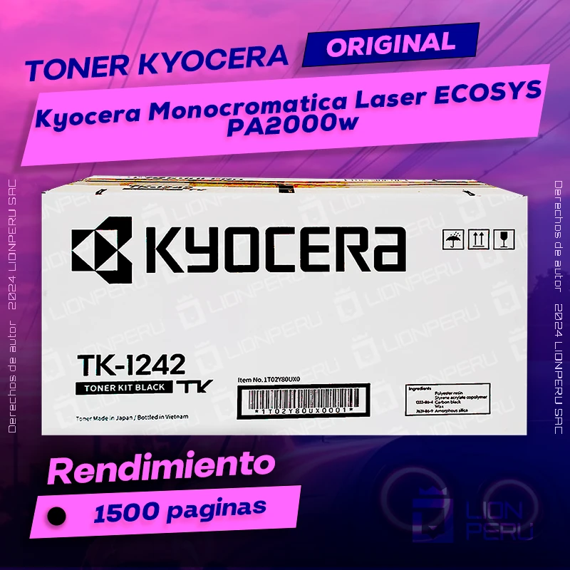 Toner Kyocera PA2000w Monocromatica Laser ECOSYS Original