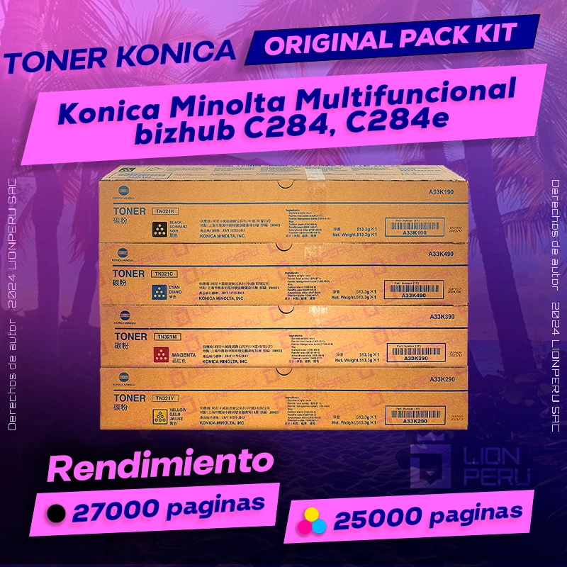 Toner Konica Minolta bizhub C284, C284e Multifuncional Original