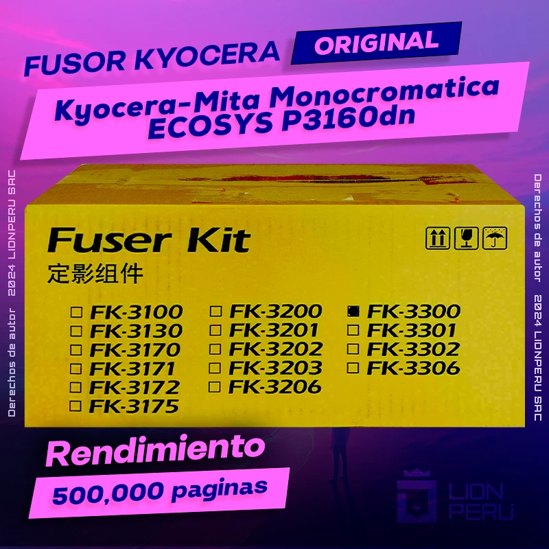 Fuser para Kyocera P3160dn Monocromatica ECOSYS Original