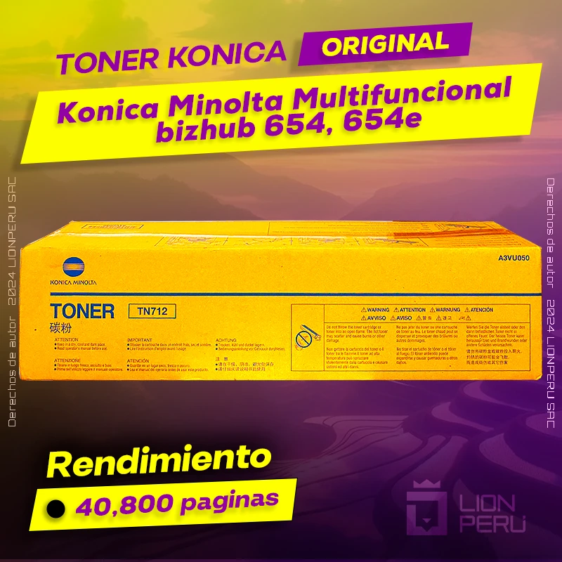 Toner Konica Minolta bizhub 654e, 654 Cartucho Original
