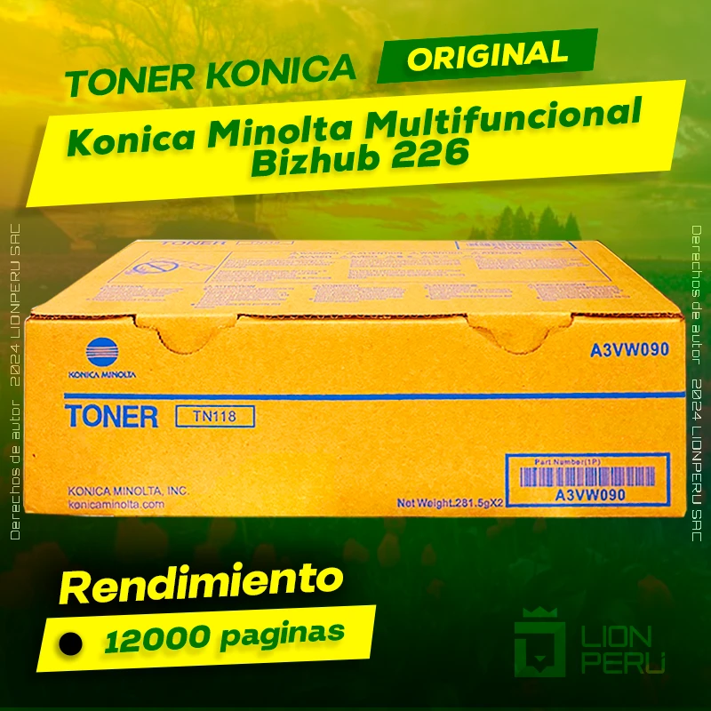 Toner Konica Minolta Bizhub 226 Cartucho Original