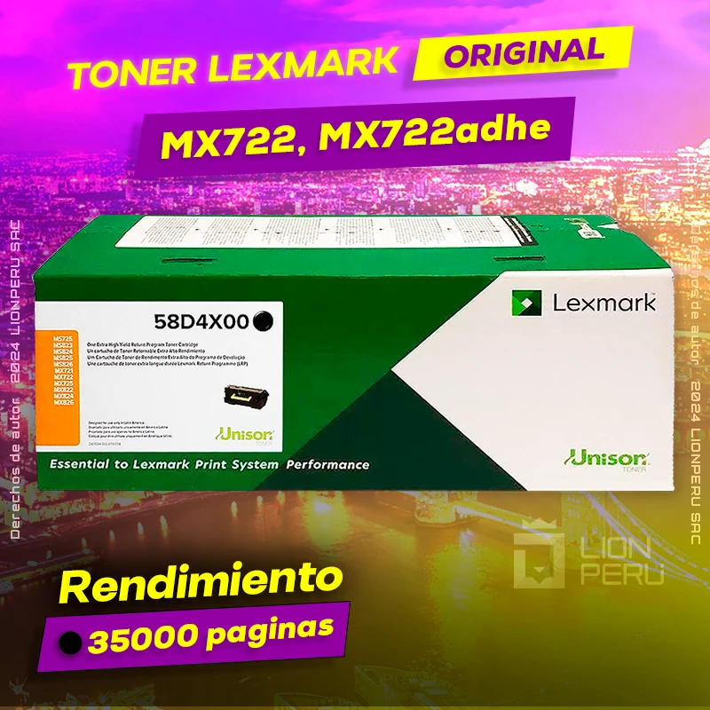 Toner LexMark MX722, MX722adhe Cartridge Original Negro, ofrece un rendimiento de Calidad a un super Precio
