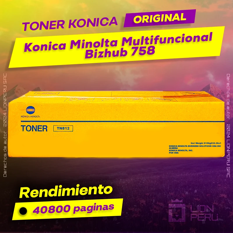 Toner Konica Minolta Bizhub 758 Cartucho Original