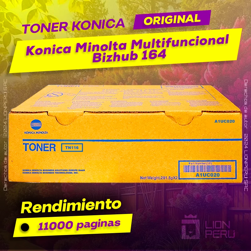 Toner Konica Minolta 164 Bizhub Cartucho Original