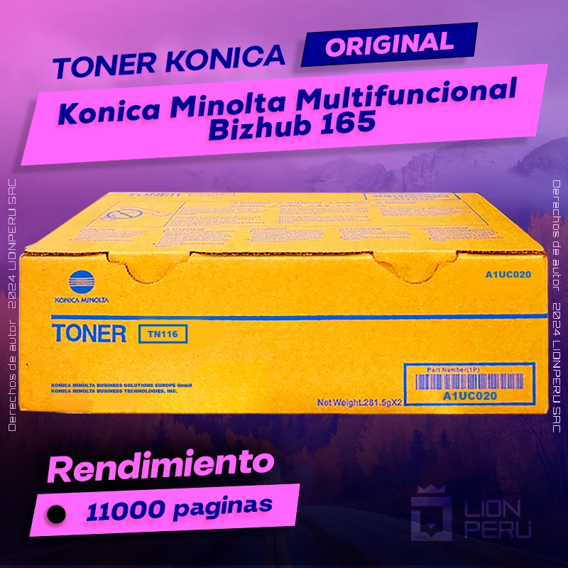 Toner Konica Minolta 165 Bizhub Cartucho Original