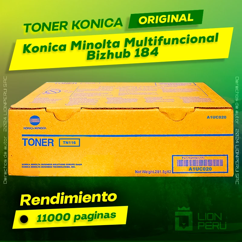 Toner Konica Minolta 184 Bizhub Cartucho Original